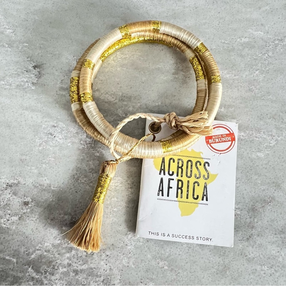 Across Africa Woven Sisal Bangle Bracelets NWT